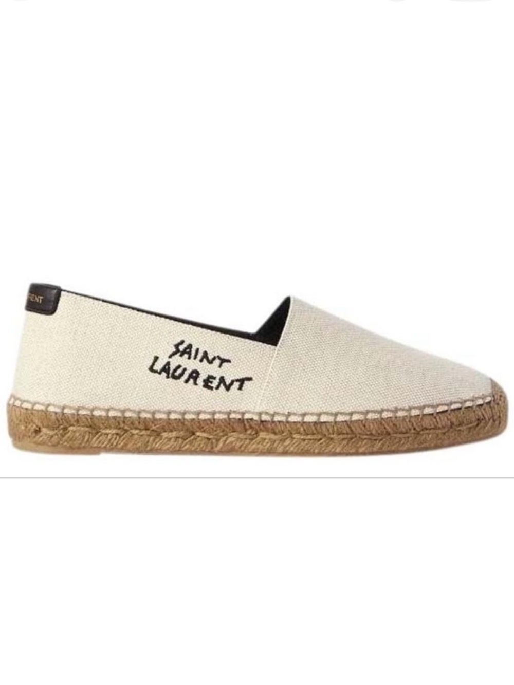 SAINT LAURENT logo embroidered canvas espadrilles flats